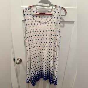 Reborn Blue White Polka Dot Sleeveless Tunic Dress Women XL